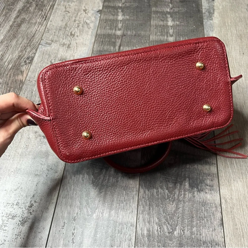 NWT! Mia Tomazzi Red Italian Pebbled Leather Structured Bag Purse - Picture 7 of 8